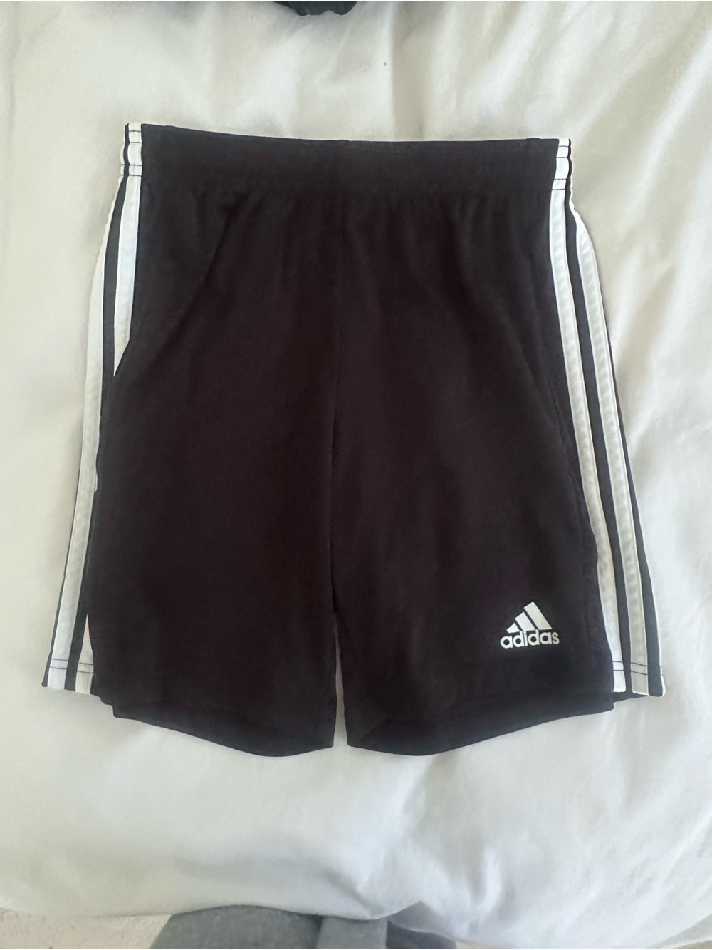 adidas Black Shorts with White Side Stripes — Kids Athletic